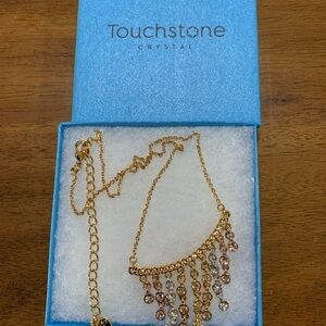 Touchstone Crystal Gold and Clear Crystal Dangle Necklace